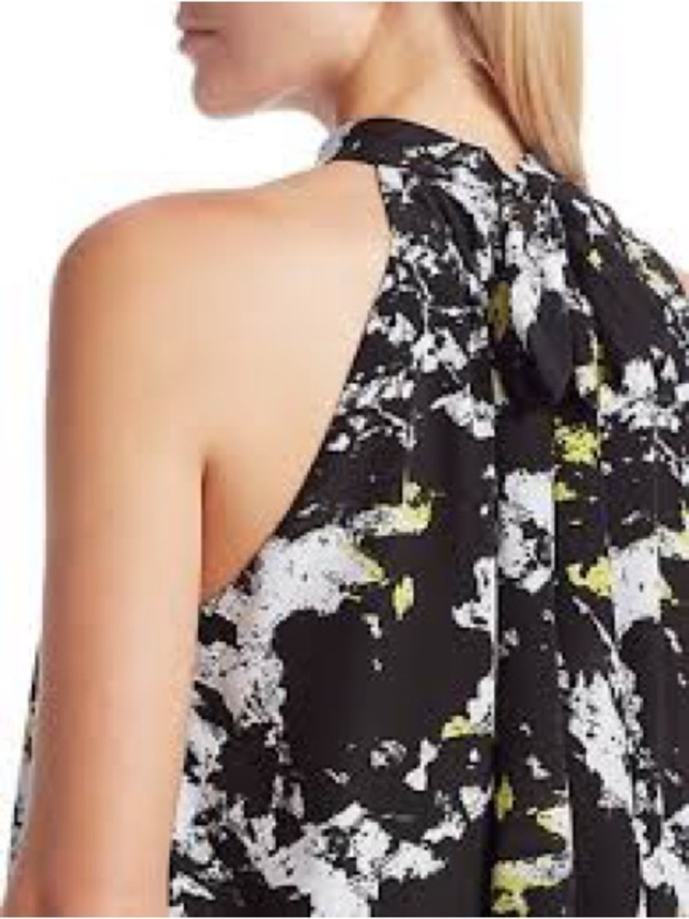 Nwt Alice + Olivia Maris Abstract Print Silk Gathered Halter Top, Size L